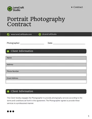 Portrait Photography Contract - Page 1