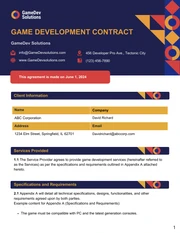 Game Development Contract Template - Page 1