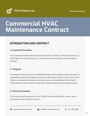 Commercial HVAC Maintenance Contract Template - Page 1