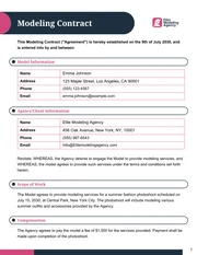 Modeling Contract Template - Page 1