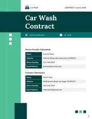 Car Wash Contract Template - Page 1