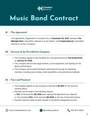 Music Band Contract Template - Page 1