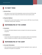 Trucking Company Contract Template - Page 2