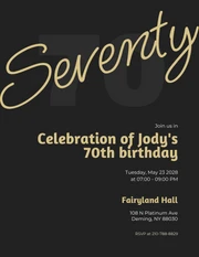 Black And Gold Minimalist Elegant 70Th Birthday Invitation - Page 1