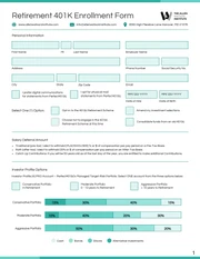 Retirement 401K Enrollment Form - Page 1