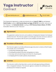 Yoga Instructor Contract Template - Page 1