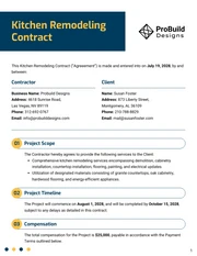 Kitchen Remodeling Contract Template - Page 1