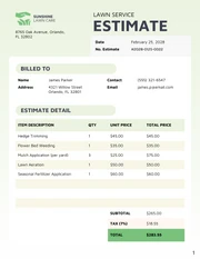 Lawn Service Estimate Template - Page 1