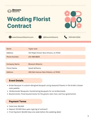 Wedding Florist Contract Template - Page 1