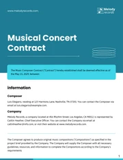 Musical Concert Contract Template - Page 1