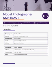 Model Photographer Contract - Page 1