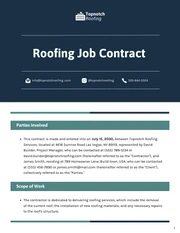 Roofing Job Contract Template - Page 1