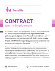 Nanny Employment Contract Template - Page 1