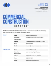 Commercial Construction Contract Template - Page 1