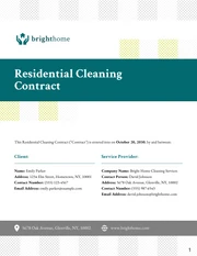 Residential Cleaning Contract Template - Page 1