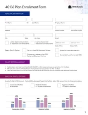 401(k) Plan Enrollment Form - Page 1