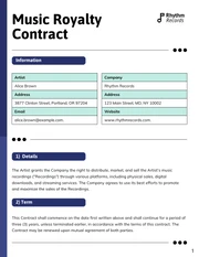 Music Royalty Contract Template - Page 1