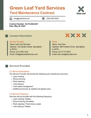 Yard Maintenance Contract Template - Page 1