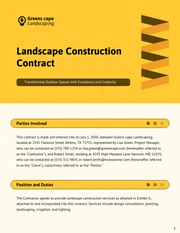 Landscape Construction Contract Template - Page 1