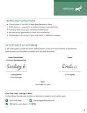 Lawn Mowing Estimate Template - Page 2