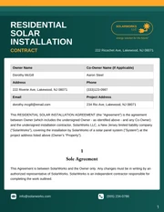 Residential Solar Installation Contract Template - Page 1