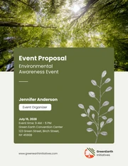 Green And Cream Simple Environmental Awareness Event Proposal - Page 1