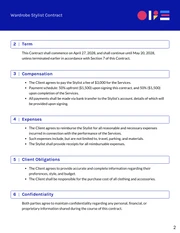 Wardrobe Stylist Stylist Contract Template - Page 2