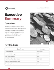 Clean Red and White Financial KPI Reports - Page 2