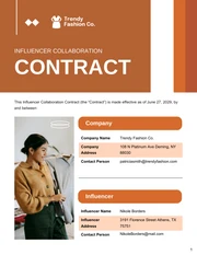 Influencer Collaboration Contract Template - Page 1