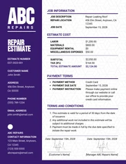 Simple Purple Repair Estimate - Page 1