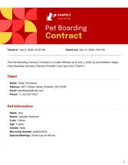 Pet Boarding Contract Template - Page 1