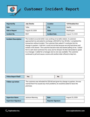 Free  Template: Customer Incident Report Template