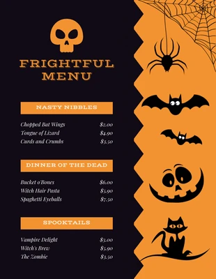 Free  Template: Black Orange Illustrated Halloween Menu