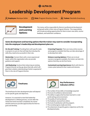 Free  Template: Operations Leadership Development Program