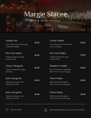 business  Template: Black Simple Bar Menu