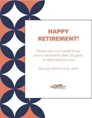 Free  Template: Geometric Blue and Orange Retirement Party Invitation