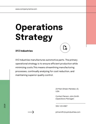 Free  Template: White Clean Lines Operational Plan Template