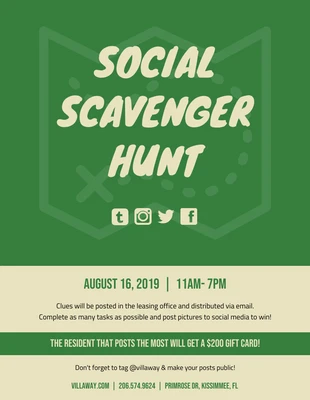 Free  Template: Social Scavenger Hunt Event Flyer Template