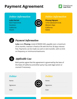 business  Template: Simple Single Page Payment Agreement