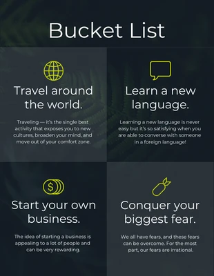 premium  Template: Bucket List Design Presentation Infographic Template