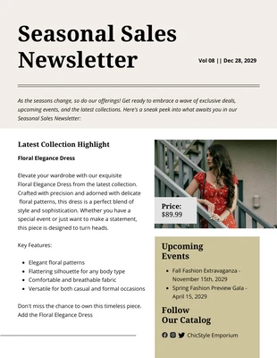 Free  Template: Simple Seasonal Sales Newsletter Template