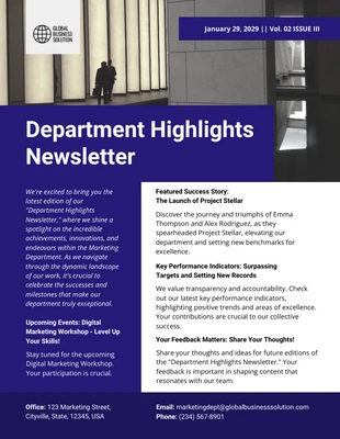 business  Template: Department Highlights Newsletter Template