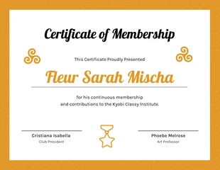 Free  Template: Yellow White Designing Course Membership Certificate Template