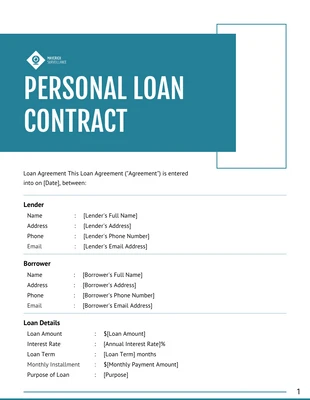 Free  Template: Modern Personal Loan Contract Template