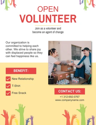 Free  Template: Colorful Open Volunteering Flyer Template