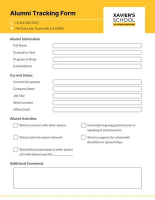 business  Template: Sample Alumni Tracking Form Template