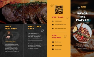 Free  Template: Steakhouse Favorites Menu Double Parallel Fold Brochure Template