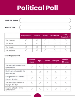 Free  Template: Election Survey Format Political Poll Form Template