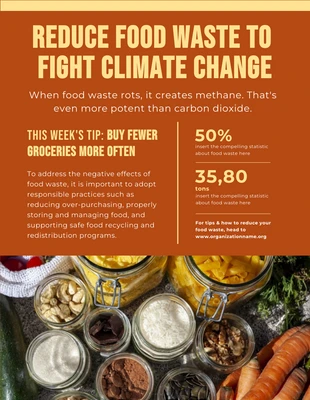 Free  Template: Brown And Yellow Modern Climate Impact Food Waste Poster