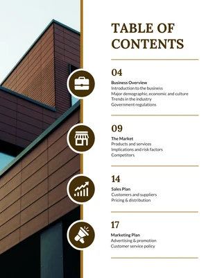 premium  Template: Brown Business Plan Table of Contents Template